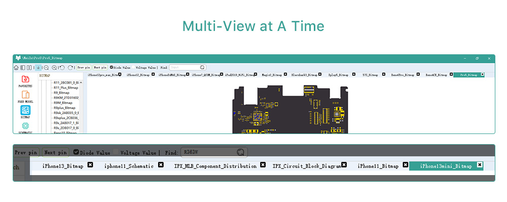REFOX Schematic Diagram Bitmap allows multi-view at a time