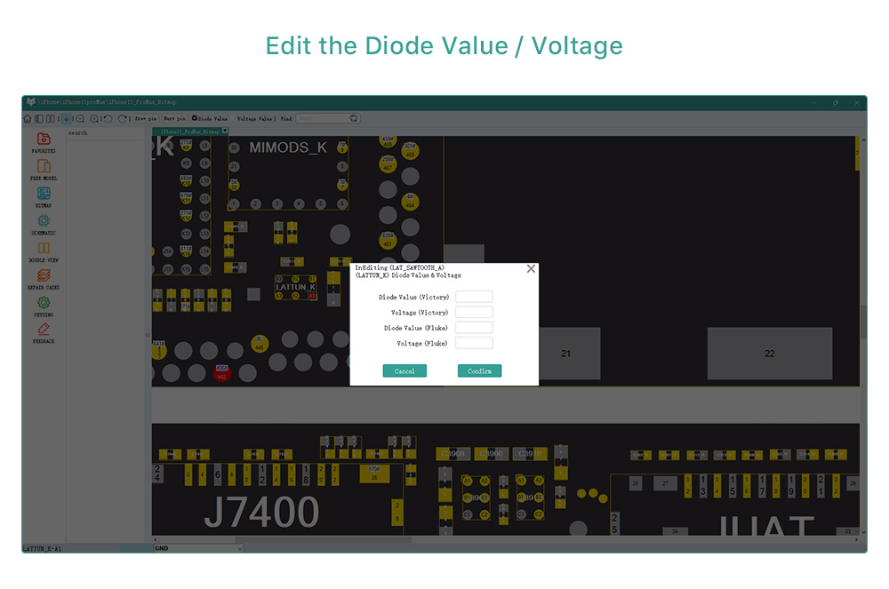 REFOX Schematic Diagram Bitmap edits the diode value and voltages