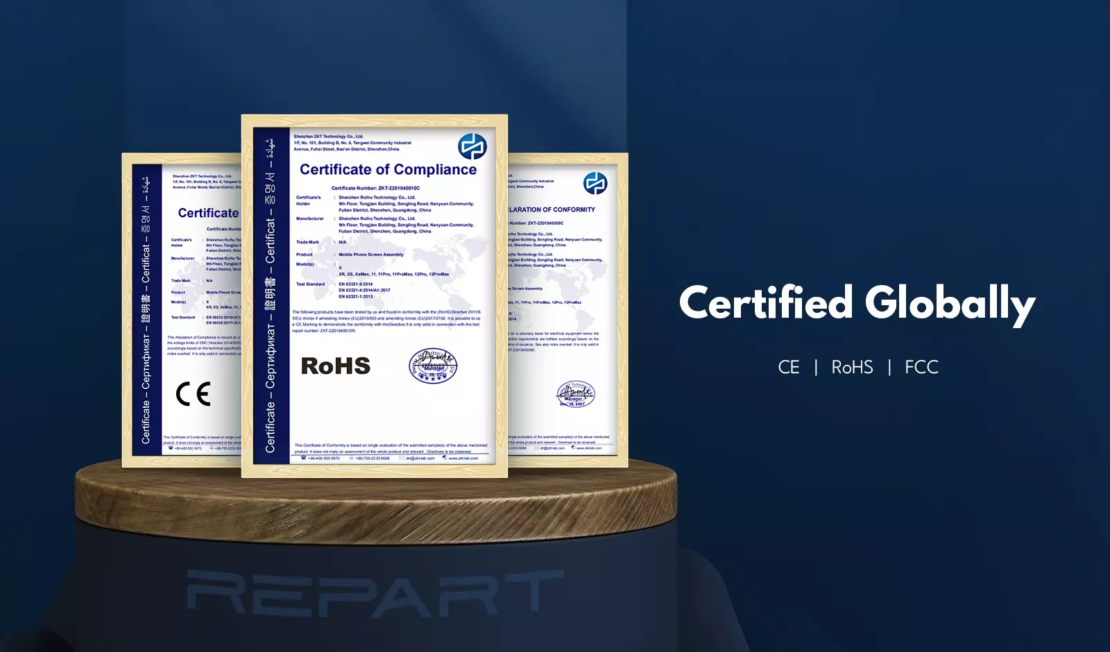 REPART Hard OLED Screen Certified Globally
