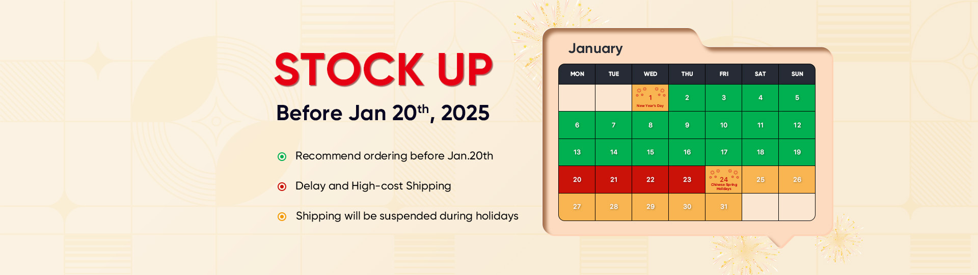 Stock Up Notice! Recommend Ordering Before Jan.20