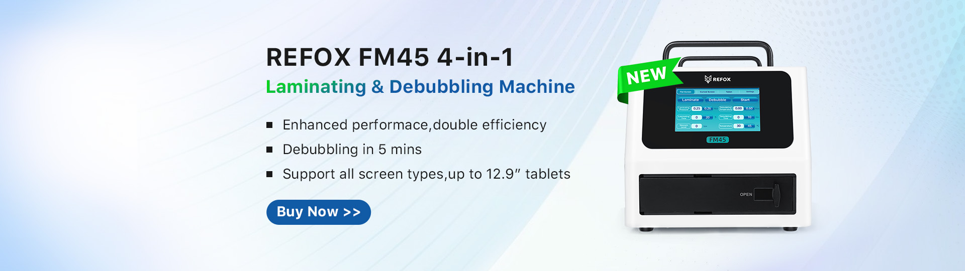 REFOX FM45 Laminating & Debubbling Machine for Curved / Flat Screen Refurbishment