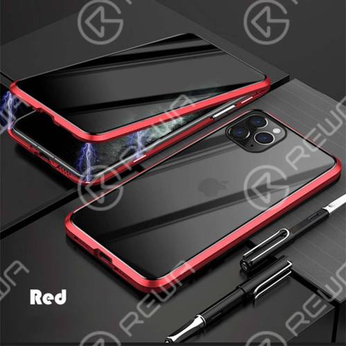 Magnet Double-Sided Privacy Glass Protective Phone Case For iPhone 7-12 Pro Max (Red)
