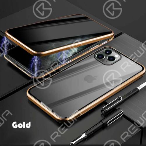 Magnet Double-Sided Privacy Glass Protective Phone Case For iPhone 7-12 Pro Max (Gold)