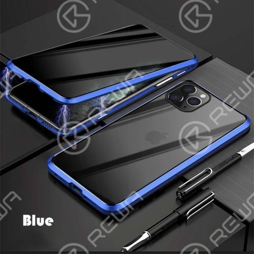 Magnet Double-Sided Privacy Glass Protective Phone Case For iPhone 7-12 Pro Max (Blue)