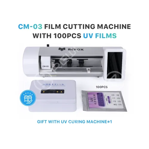 REFOX CM-03 Screen Protector Cutting Machine Set With 100PCS UV HD Film (Gift UV Vacuum Curing Machine)