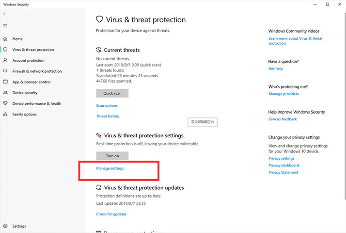 windows virus and security protection