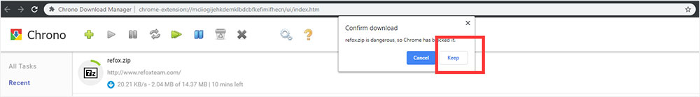 download confirmation