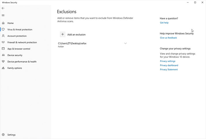 Add an exclusion