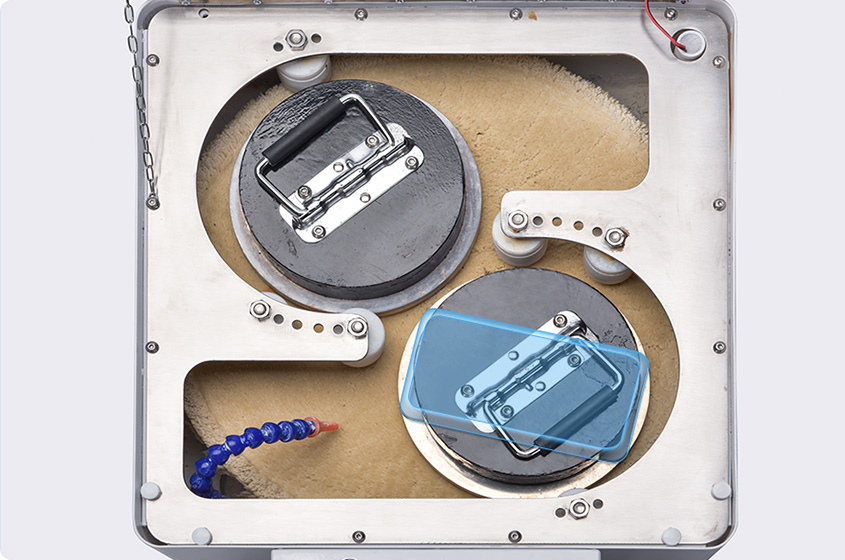 working process of polishing machine with wo slots