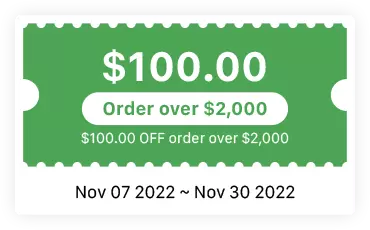 $100 Off Order Over $2000 Thanksgiving Discount Coupon