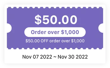 $50 Off Order Over $1000 Thanksgiving Discount Coupon